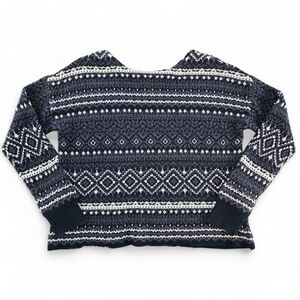American Eagle Outfitters Fair Isle Sweater Black White Women Large 100% Cotton